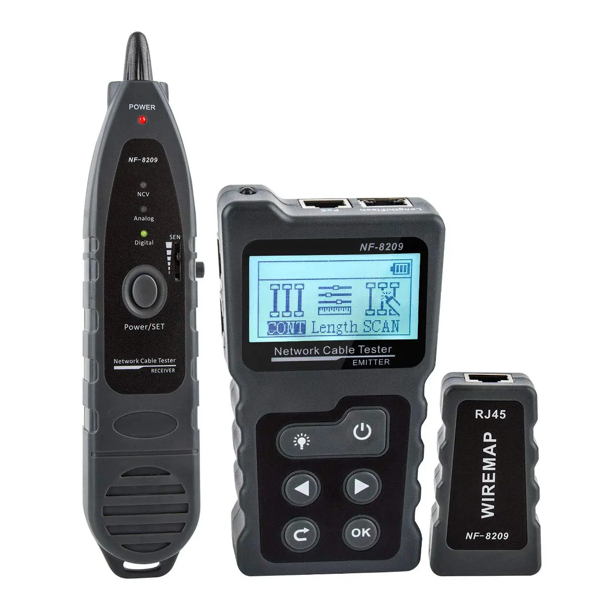 CUYUFIA NOYAFA NF-8209 RJ45 Rastreador de cabos POE Rede Verificador de fio Testador de cabo de rede Ferramenta de digitalização Cabo de escaneamento Wiremap utp Testador (Cor: NF-8209)