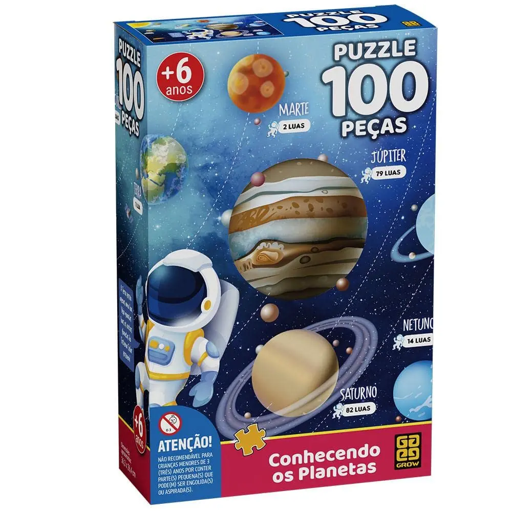 Grow Quebra-Cabeça P100 Conhecendo os Planetas, Multicor