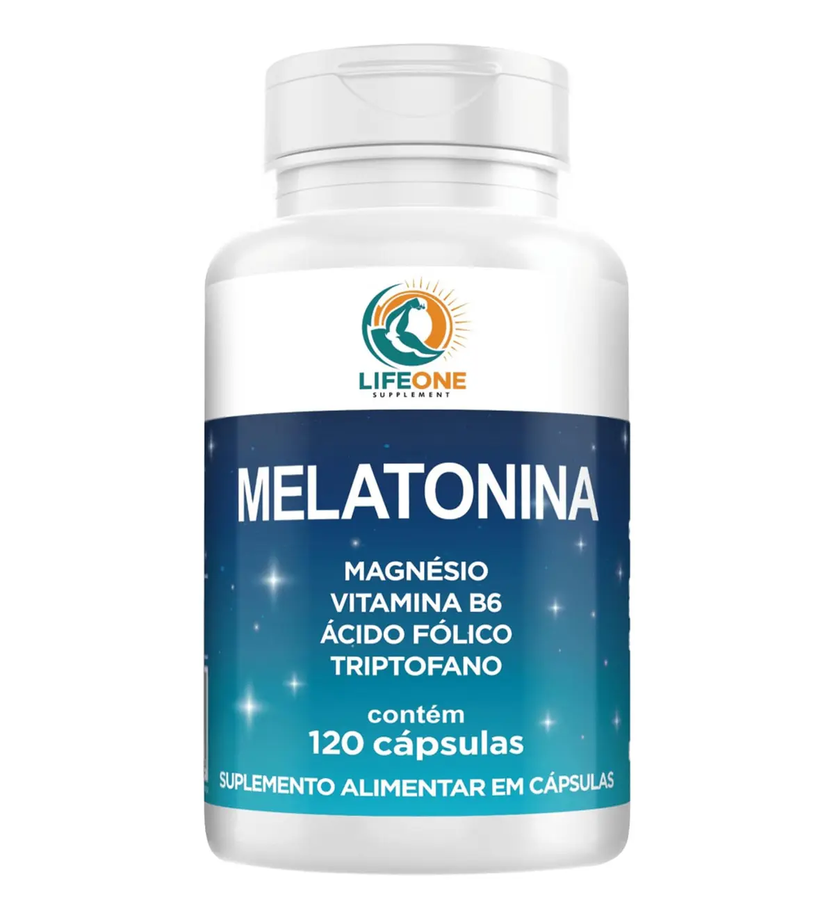 Melatonina + Triptofano, Magnésio, Metilfolato e Vitamina B6, 120 Cápsulas, Life One