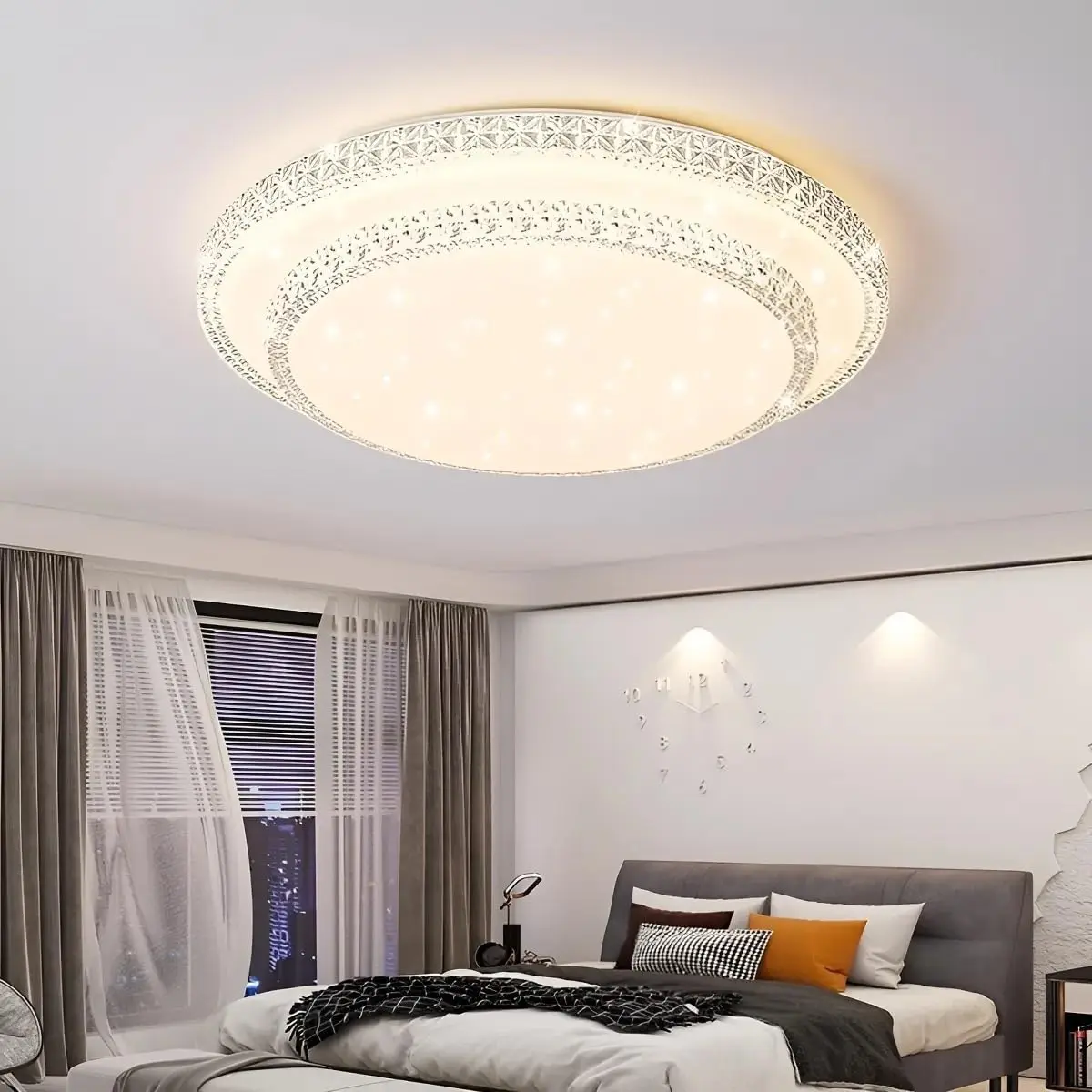 EKROTOK Luz De Teto 40CM, Luminária de Teto com 3 Cores Claras para Sala de Jantar, Quarto, Cozinha, Café, Lustre de LED Pendente, Luminária Pendente de LED (85-265V) Simples e Moderno - 1