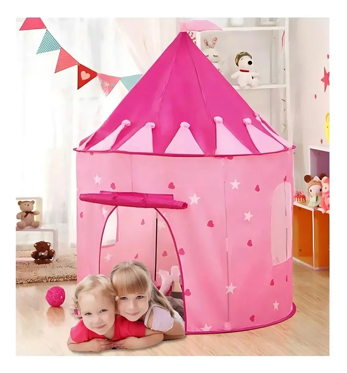 Barraca Toca Infantil Dobrável Tenda Cabana Princesa Menina Estampa Coração/estrela