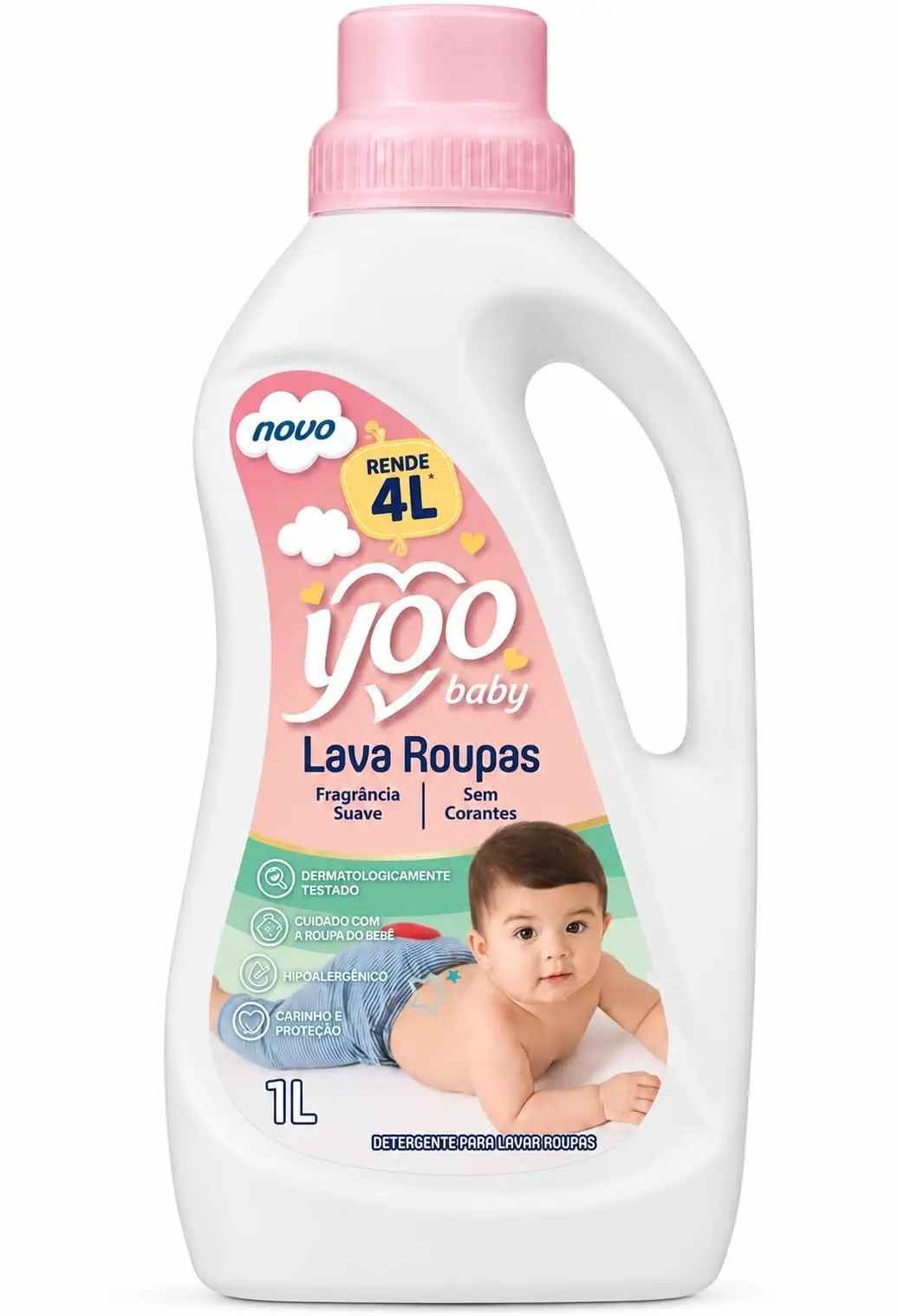 YOO Baby Lava Roupas Líquido 1L para Roupas Delicadas | Cuidado diário para roupas de bebê e tecidos delicados, dermatologicamente testado, hipoalergênico e possui pH balanceado