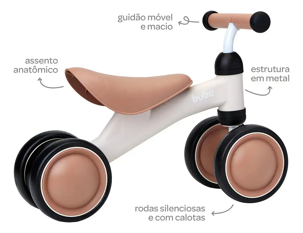 Bicicleta De Equilíbrio 4 Rodas Buba Bege thumbnail 2