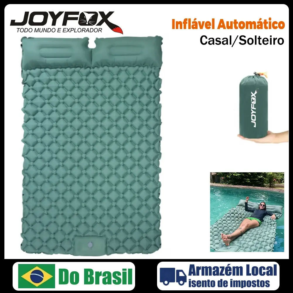Joyfox Colchão camping Inflável Automático De Casal Solteiro Sleeping Pad Ar Externo Portátil De Acampamento Com Travesseiro