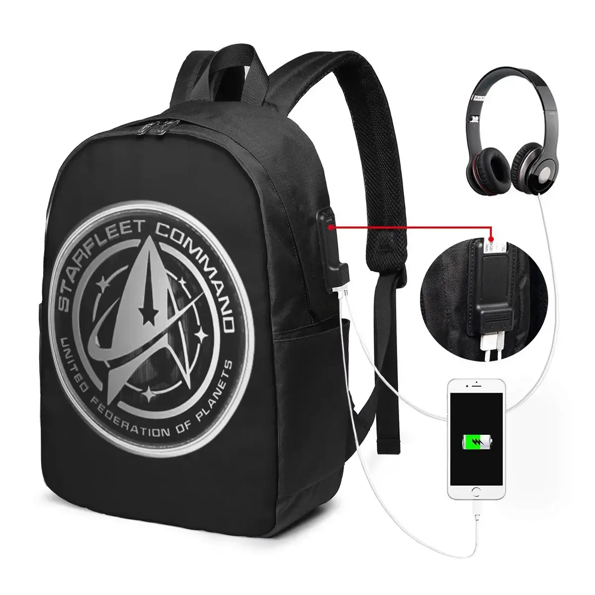 Mochila da série de TV de ficção científica Star Treks, bolsa de viagem para notebook, bolsa escolar para estudantes universitários, bolsa de ombro para laptop - 1