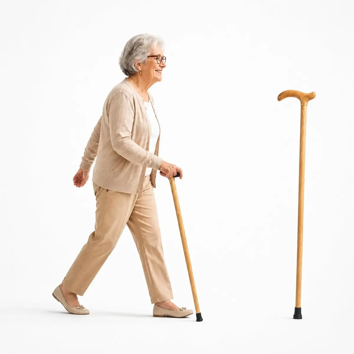 Bengala Ortopédica de Madeira 88 cm com Cabo Ergonômico e Base Antiderrapante – Apoio Seguro, Conforto e Estabilidade para Idosos