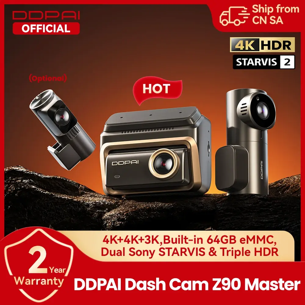 acessórios para carro câmera veicular camera veicular 4k automotiva Câmera Veicular Dupla DDPAI Z90 Master 4K+4K, Câmera Frontal e Traseira com HDR, GPS, ADAS, Visão Noturna, Gravador de Vídeo DVR - 1