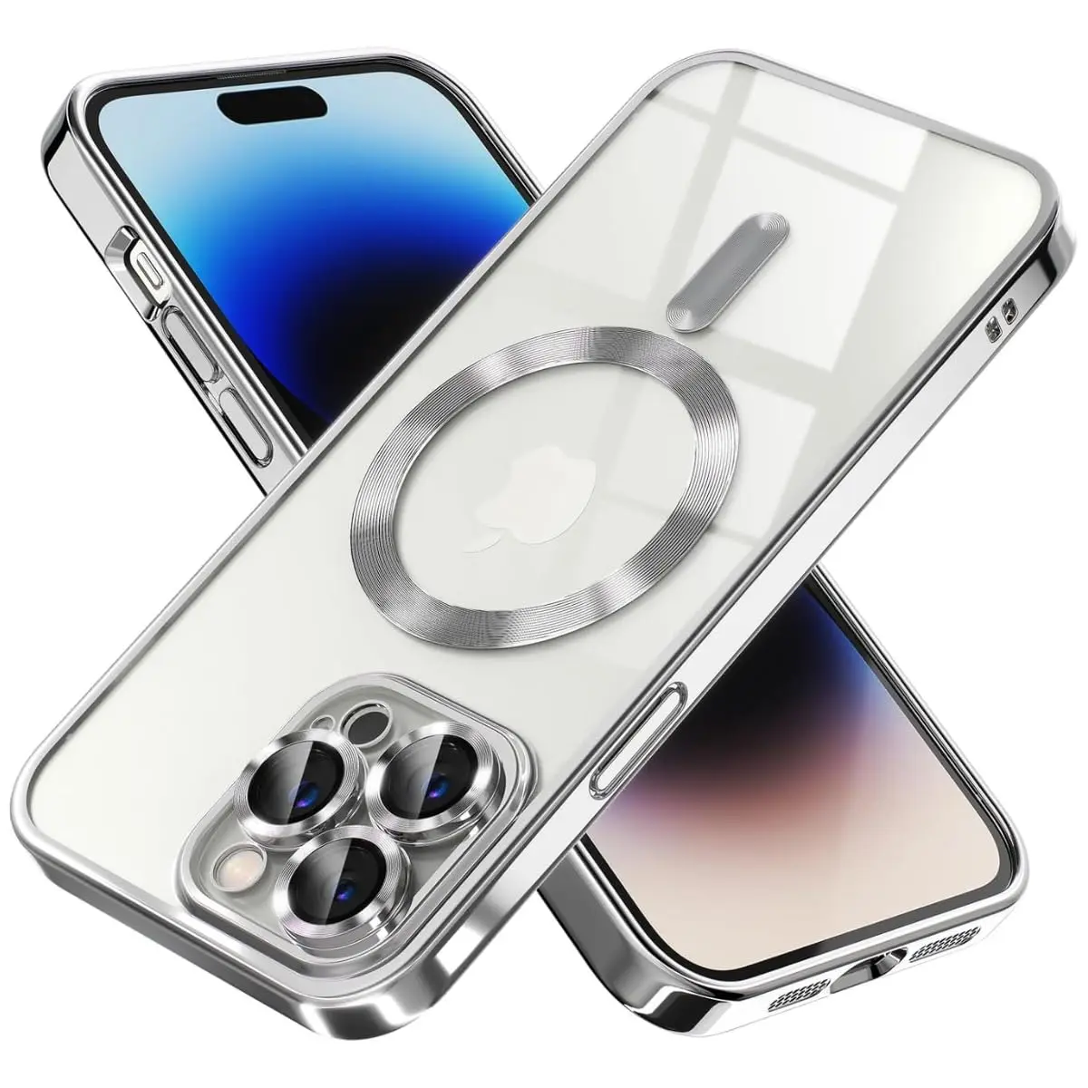Capinha Case Capa Transparente Magnética Anti Impacto Slim Luxo Premium Proteção de Câmera Compatível com iPhone (Prata, iPhone 11)