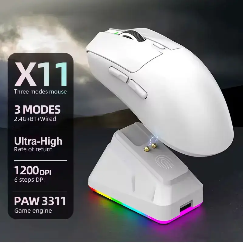 2026 NOVO MOUSE X11 Sem Fio Bluetooth 3 Modos Touch Screen Dock de Carregamento Magnético Mouse Gamer Macro Ultraleve Magnético