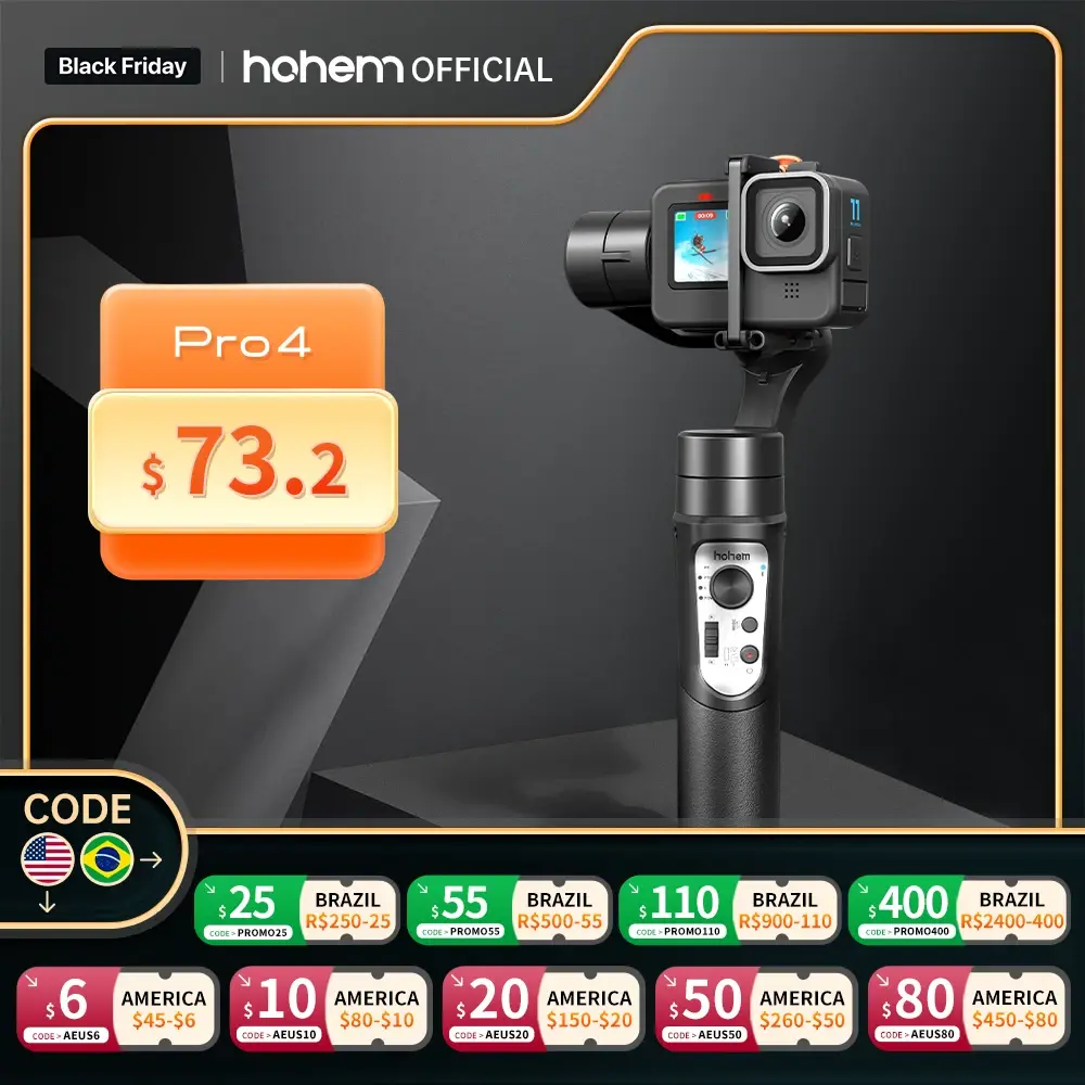 Hohem-Gimbal oficial para DJI OSMO Insta360 One R Action Camera, estabilizador portátil de 3 eixos, ISeady Pro 4, 12 11 10 9 8 7 6