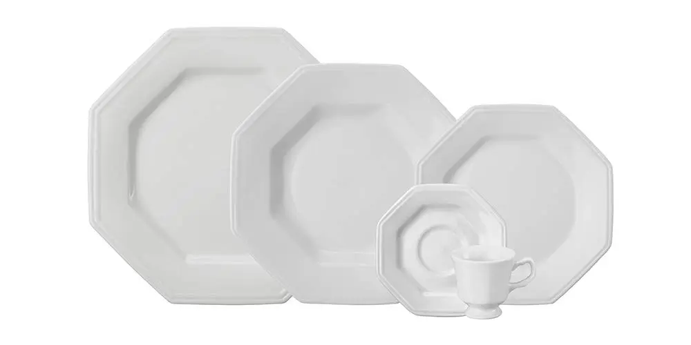 Porcelana Schmidt Prisma Octogonal Aparelho de Jantar e Café 30 Peças (Xícara Café 60 ml), Branca - 1
