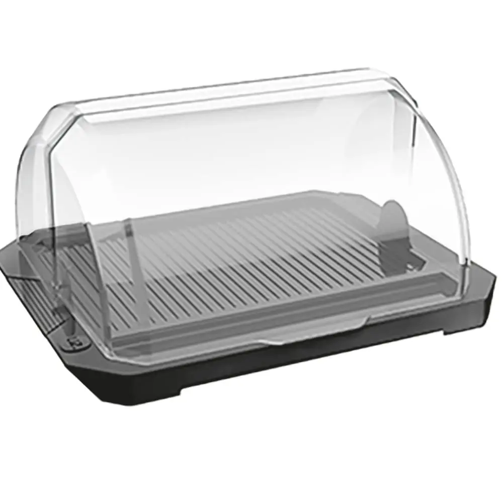 Porta Pão Premium Preto Sólido Com Tampa Transparente, UZ, UZ244