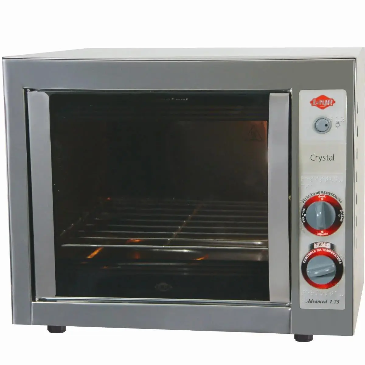 Forno Eletrico Crystal Inox Advanced Potencia 1750W - 127V LAYR | Gabinete interno com revestimento easy - clean, Visor iluminado e 46 litros