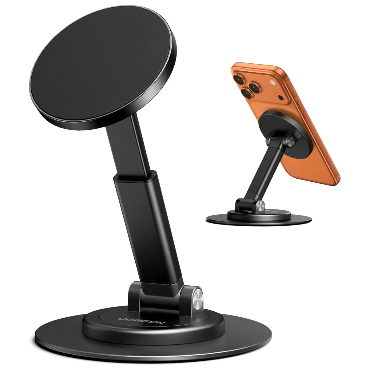 UGREEN Suporte Magnético para Celular de Mesa, Base Metálica Giratória | Ângulo e Altura Ajustáveis, Compatível com iPhone 17, 16, 15, 14, 13 Pro MAX e Capas MagSafe, Galaxy S26 e S25 Ultra