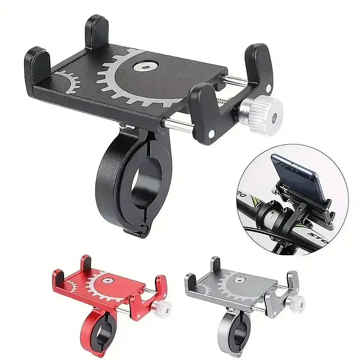 Suporte Celular Alumínio Guidão Bike Moto Ajustável 6-10cm - 1
