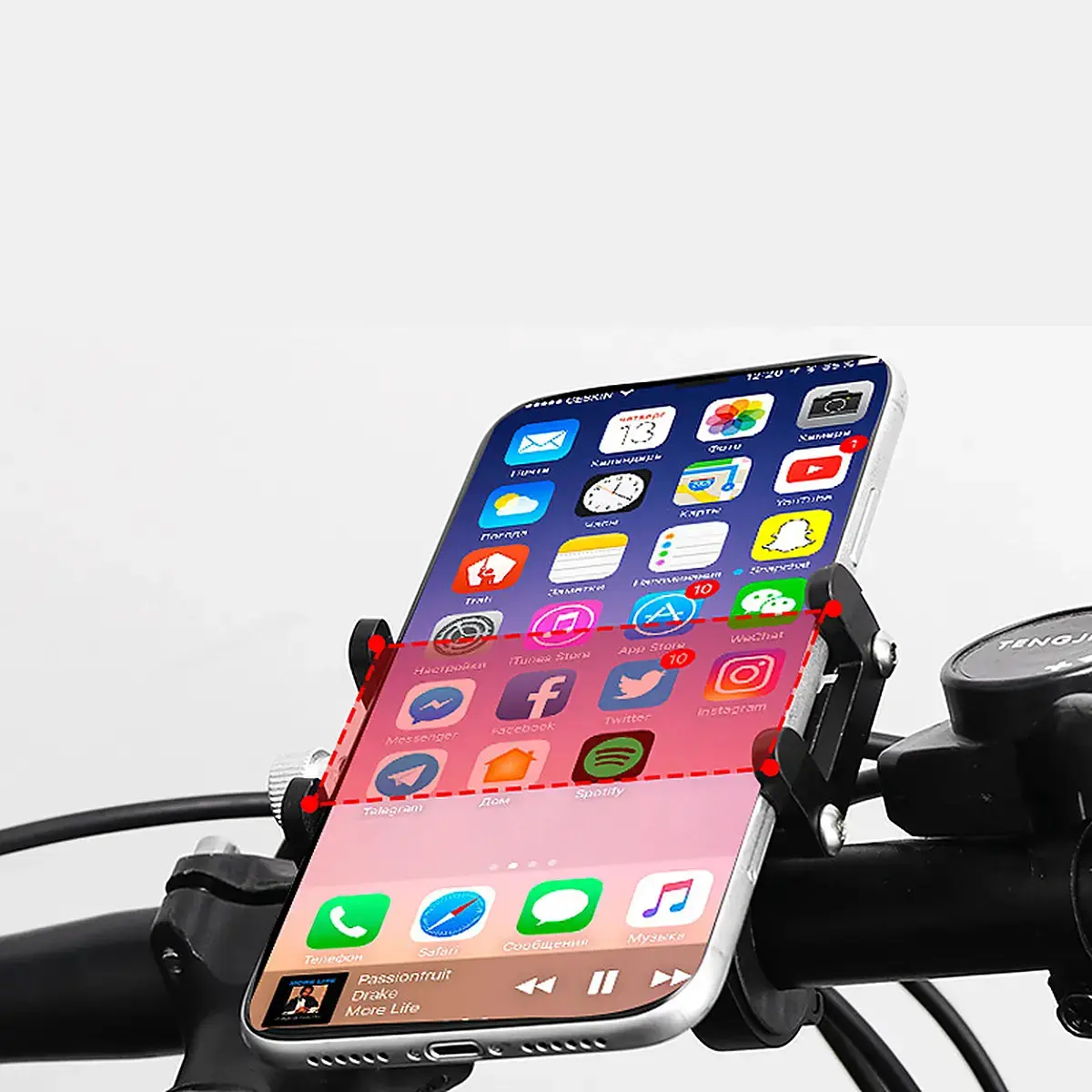 Suporte Celular Alumínio Guidão Bike Moto Ajustável 6-10cm thumbnail 2