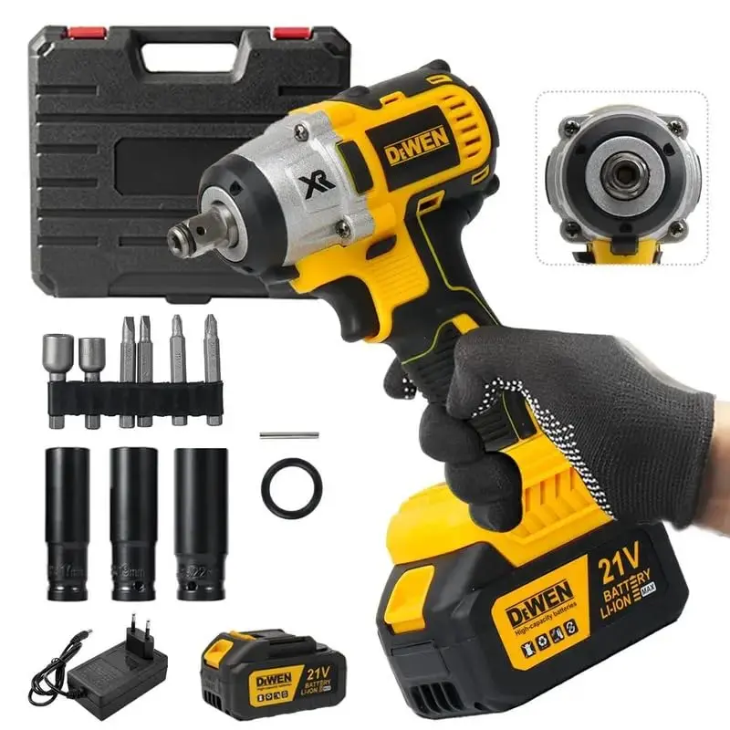 Chave de Impacto 21V 2 em 1 com Motor Sem Escovas, 450 N.m de Torque, LED, Mandril 1/2", Bateria Li-Ion – Kit e Acessórios - 1