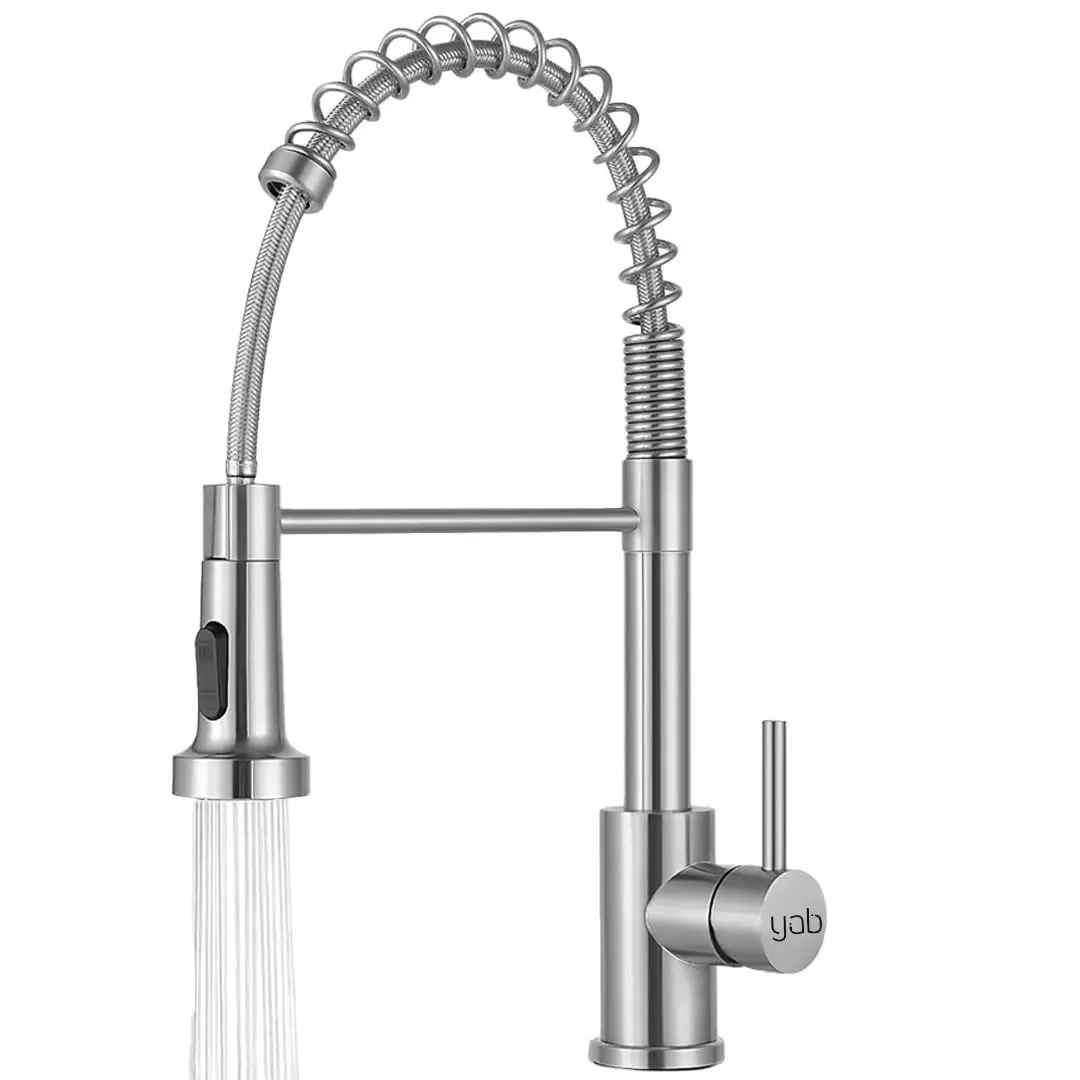 Torneira Monocomando Yab Flexível Articulada Escovada Com 2 Tipos De Jato Mangueira Extensiva Alta Mobilidade Torneira Gourmet Para Pia Bancada Cozinha Metal Resistente
