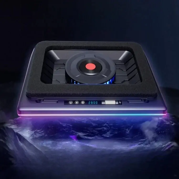 Cooler para Laptop Gamer V12 RGB com Ventilador Turbina Potente de 5,5 Polegadas, 15,6-21 Polegadas, Velocidade Ajustável, Controle por Toque, Tela LCD