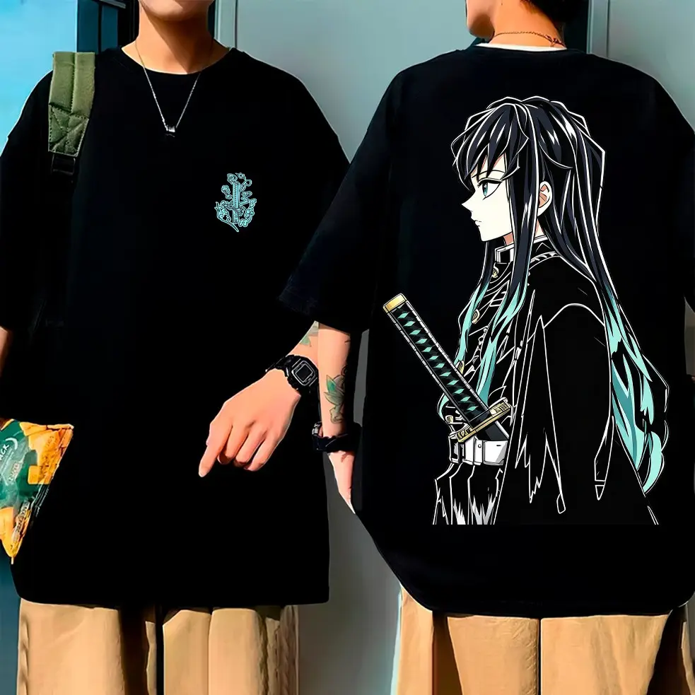 Camiseta Unisex de Alta Qualidade, Design com Estampa do Personagem Tokito Muichiro da série Demon Slayer, Estilo Anime - 1