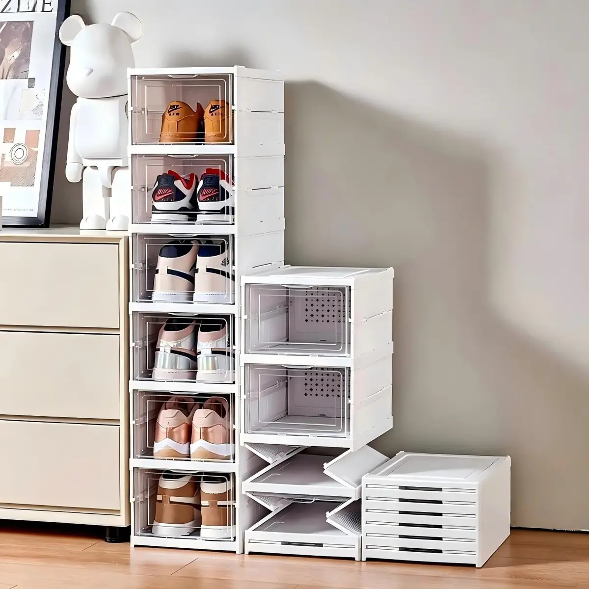 BEMMY Sapateira Organizador Sapatos Empilhável Vertical 6 Andares, Caixa para Guardar Sapatos - 1
