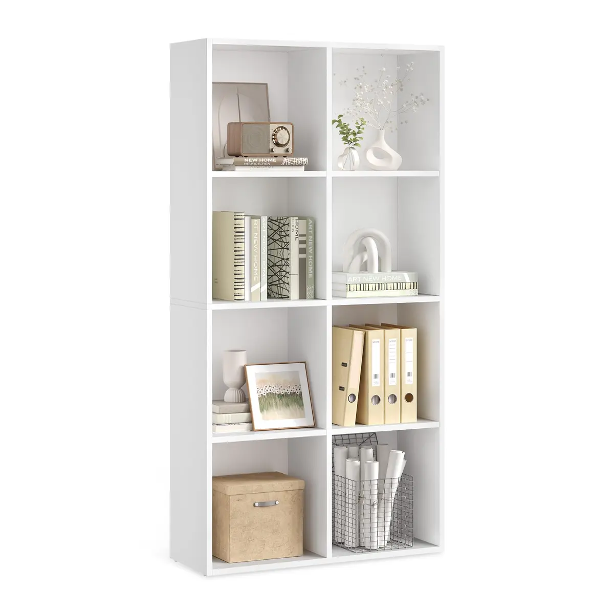VASAGLE Estante de Livros 4 Níveis, Prateleira de Cubos | Unidade de Armazenamento, Compartimentos Abertos, Branco Nuvem BRLBC424W01 - 1
