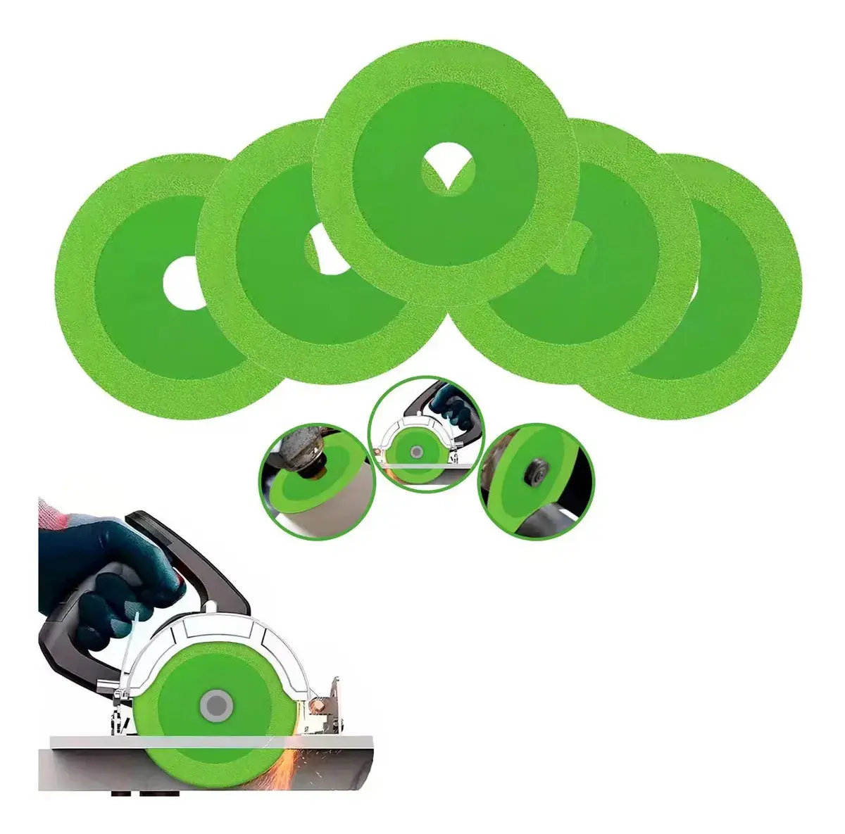 5 Discos De Corte Vidro Porcelanato Diamantado Disco Cortag Verde