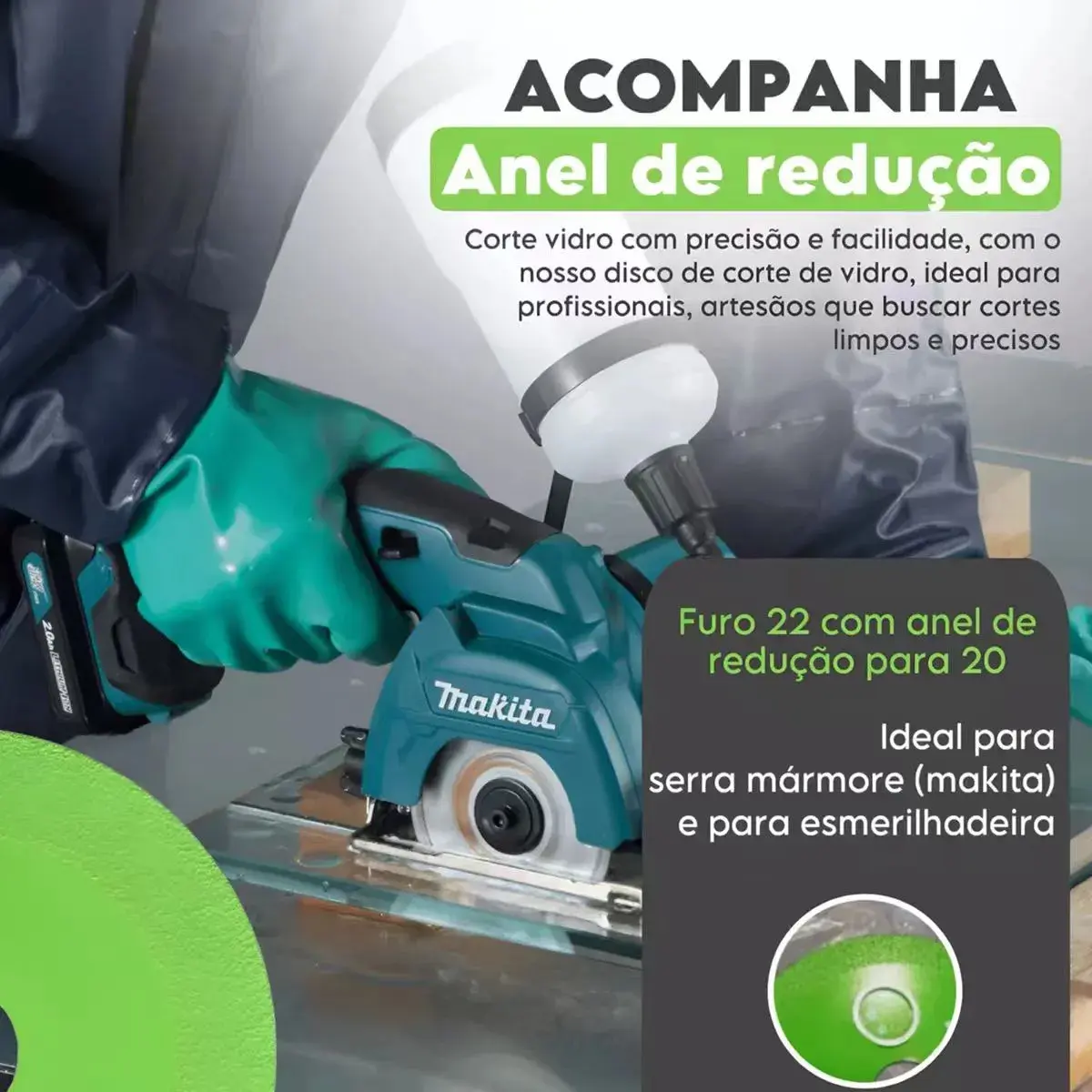 5 Discos De Corte Vidro Porcelanato Diamantado Disco Cortag Verde thumbnail 3