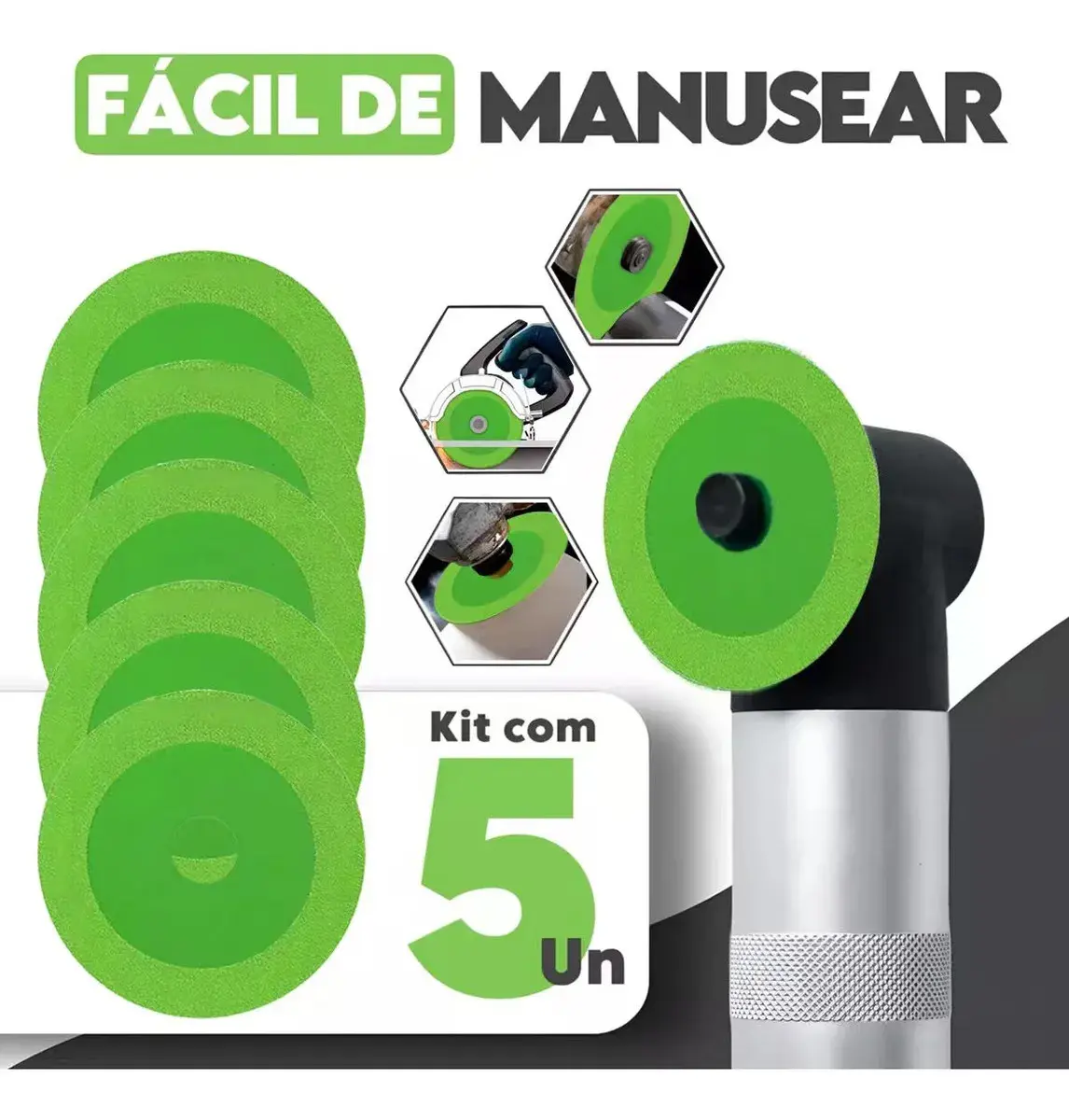 5 Discos De Corte Vidro Porcelanato Diamantado Disco Cortag Verde thumbnail 4