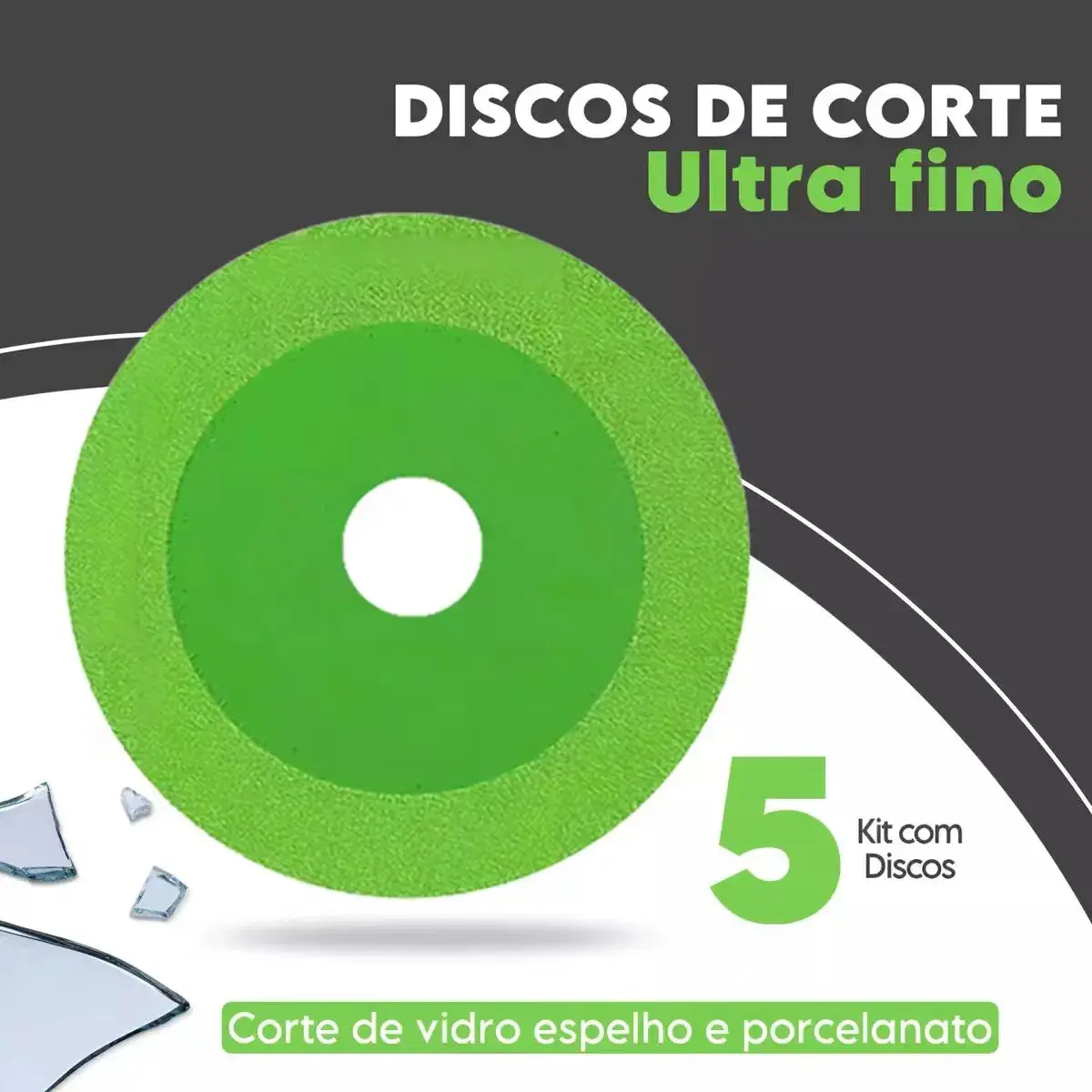 5 Discos De Corte Vidro Porcelanato Diamantado Disco Cortag Verde thumbnail 7