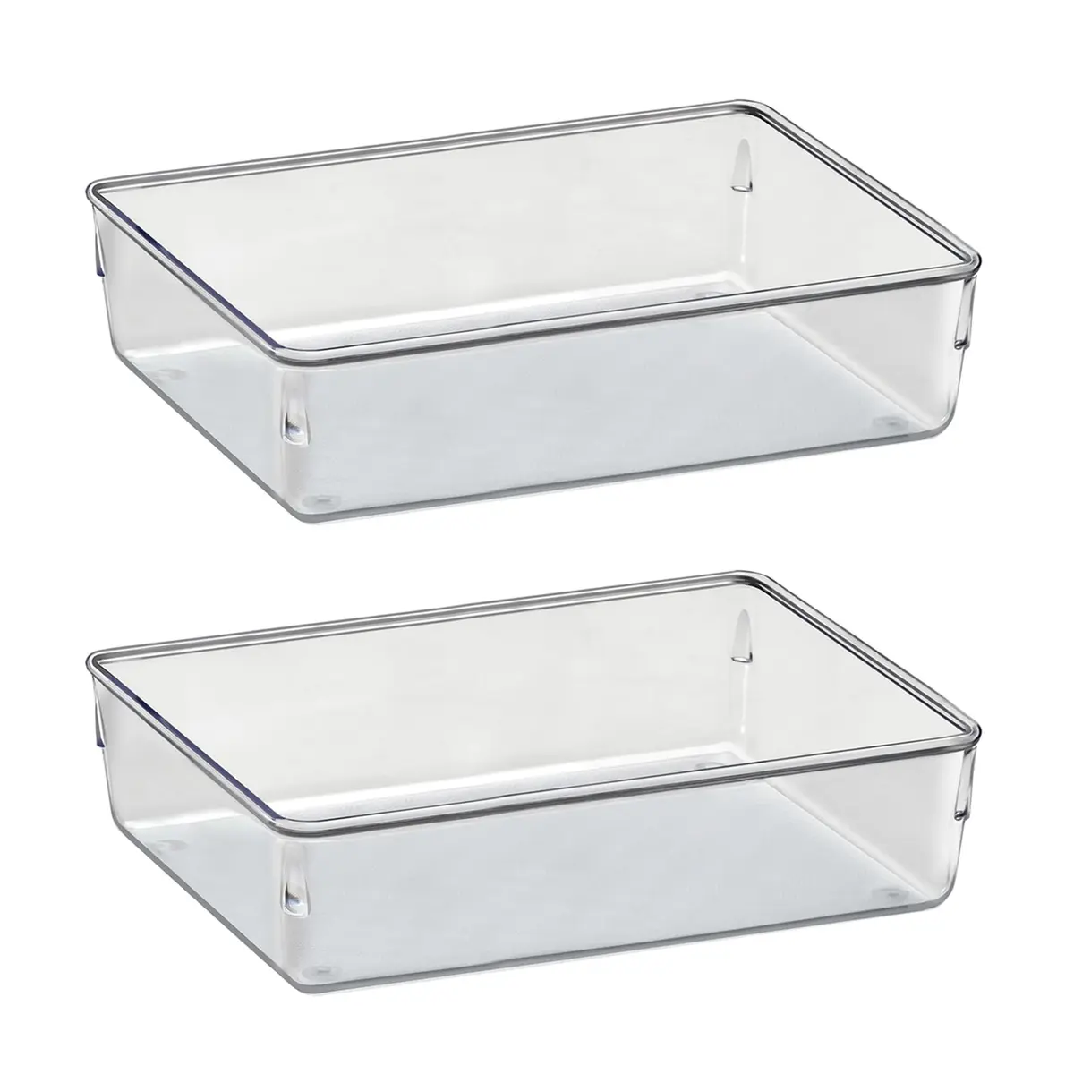 Acrimet Organizador Modular de Gavetas Transparente, Kit com 2 Potes | Retangular 24cm x 16cm x 5,5cm, Para Organizar Gavetas, Bancadas e Armários - 1