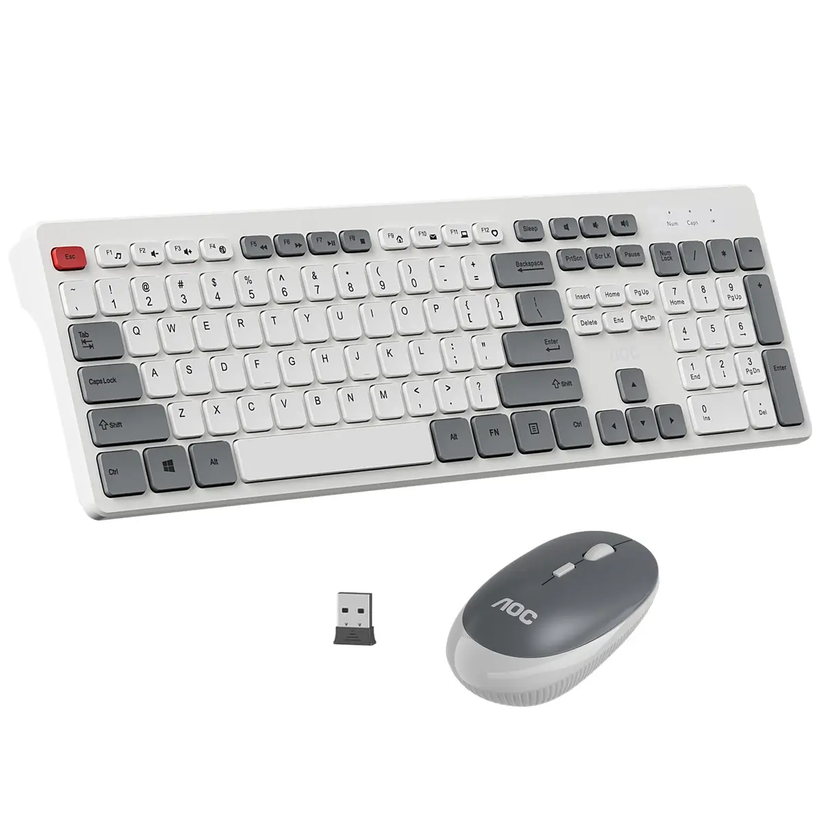 Combo de Teclado e Mouse sem Fio AOC KM600, Conexão Sem Fio 2,4 GHz, Mouse 3 DPI Ajustável Até 1600, Combo Teclado e Mouse Design Ergonômico, Compatível com PC e Mac(Layout americano) - 1