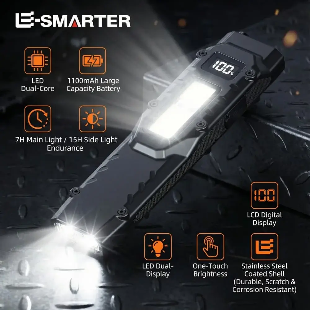 Lanterna Tática Recarregável EDC, Lanterna LED com Duplo Interruptor e Display Digital, 8 Modos, para Camping e Uso de Emergência