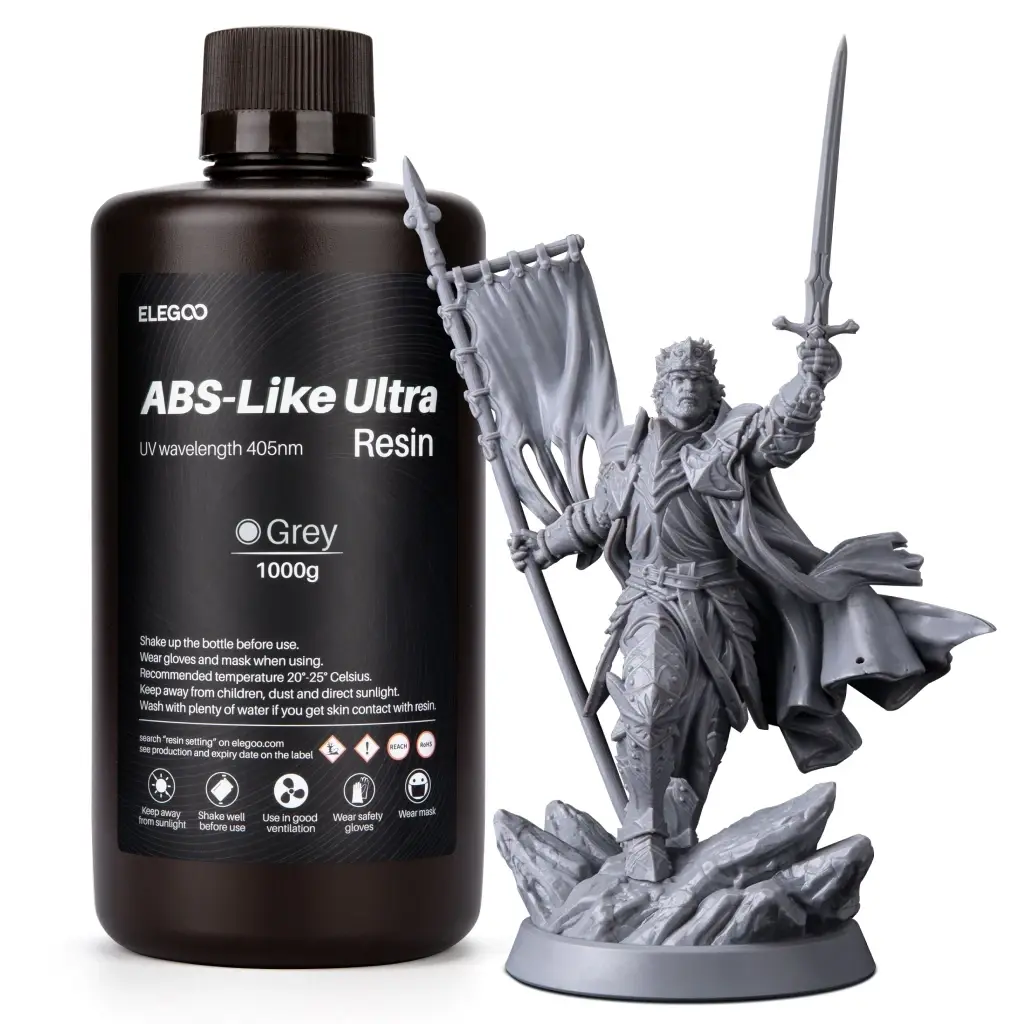 Resina ELEGOO ABS-Like Ultra 1KG/2KG com Resistência e Durabilidade Extra, Compatível com Impressoras 3D de Resina MSLA/DLP/LCD