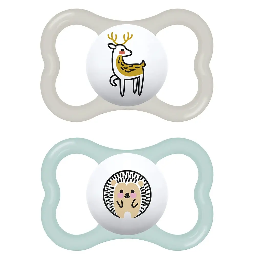 MAM Baby Kit com 2 Chupetas Supreme Com Bico Extrafino de Silicone SkinSoft para Crianças 6+ Meses Com Caixa Esterilizadora, Neutro