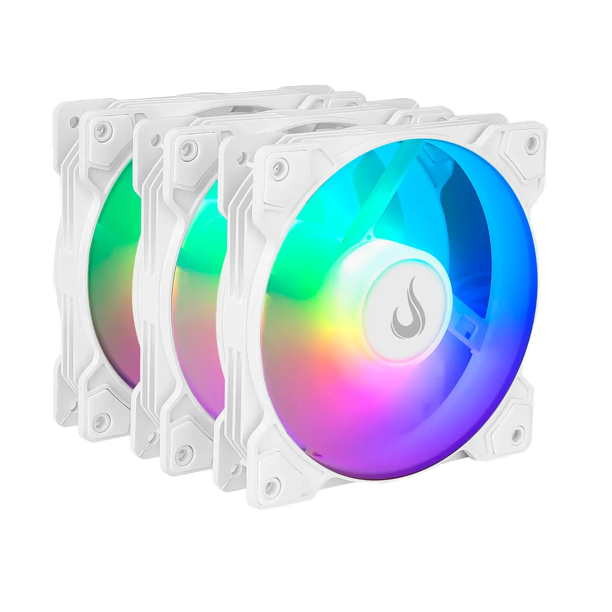 Kit com 3 Ventoinhas Rise Mode X, 120mm, Led ARGB, Branco - RM-XLD-02-ARGB - 1