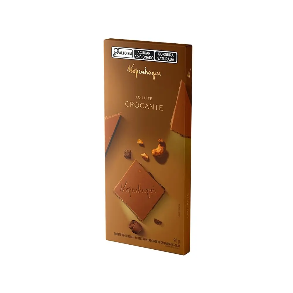 Chocolate ao Leite em Tablete Kopenhagen, 90g | Crocante de Castanha de Caju