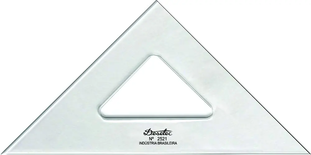 Esquadro Isósceles 45° de 21 cm sem Escalas, Trident, 2521, Acrílico Cristal - 1