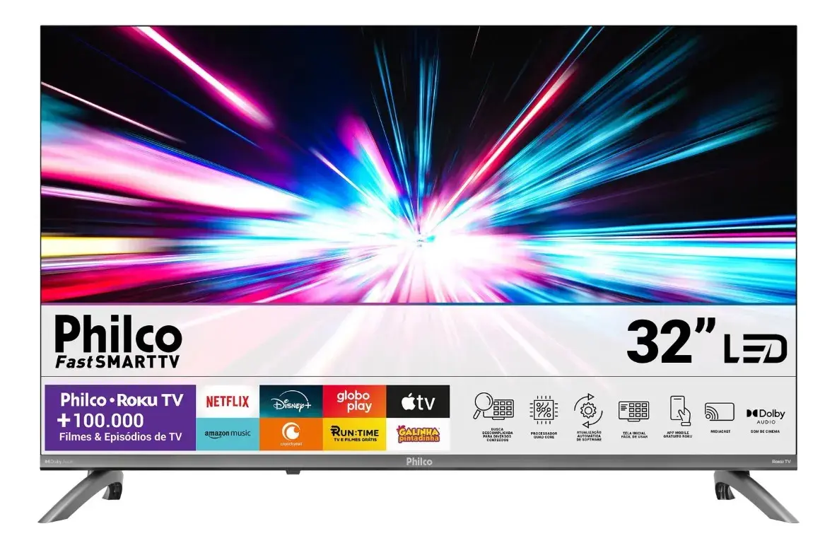 Smart TV 32" Philco Roku TV Dolby Áudio HDR10 P32CRB