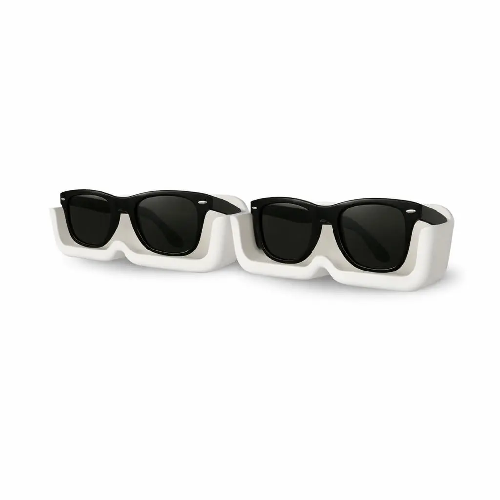 Kit de 10 Porta Óculos Suporte de Parede Branco Organizador para Superfícies Com Instalação por Fita Adesiva Branco