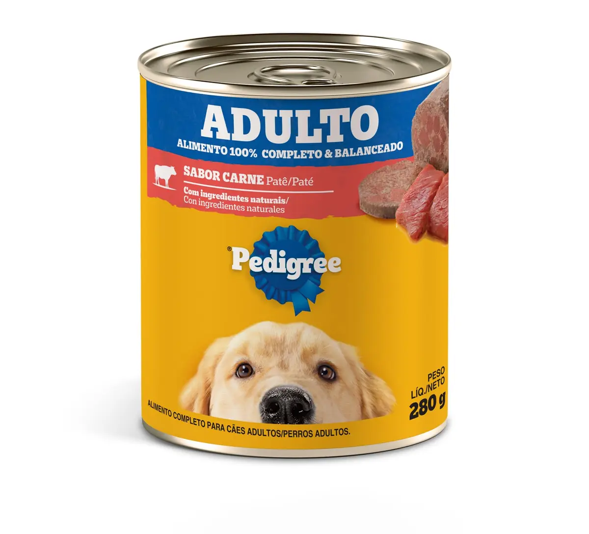 Pack de Ração Úmida Pedigree Lata Patê de Carne para Cães Adultos 280 g - 24 unidades