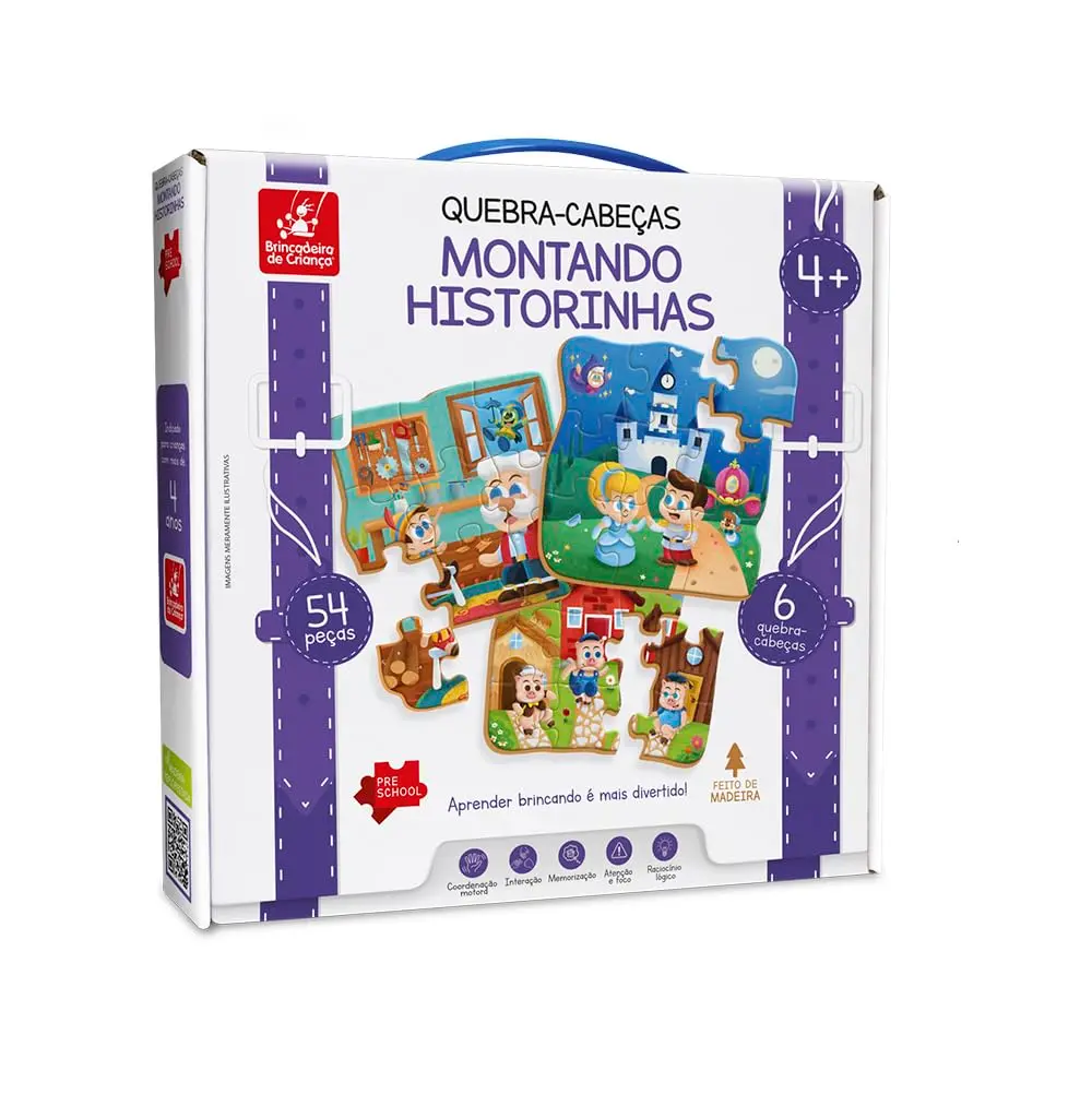 Brincadeira de Criança Quebra-Cabeça Infantil Montando Historinhas