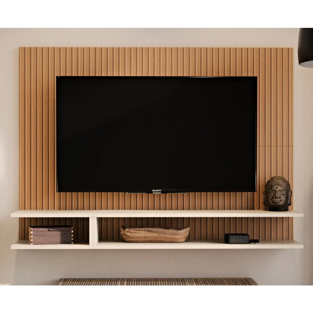Painel Para Tv Smart 50 Polegadas Com Prateleira Nicho Quarto Sala MILÃO - 1