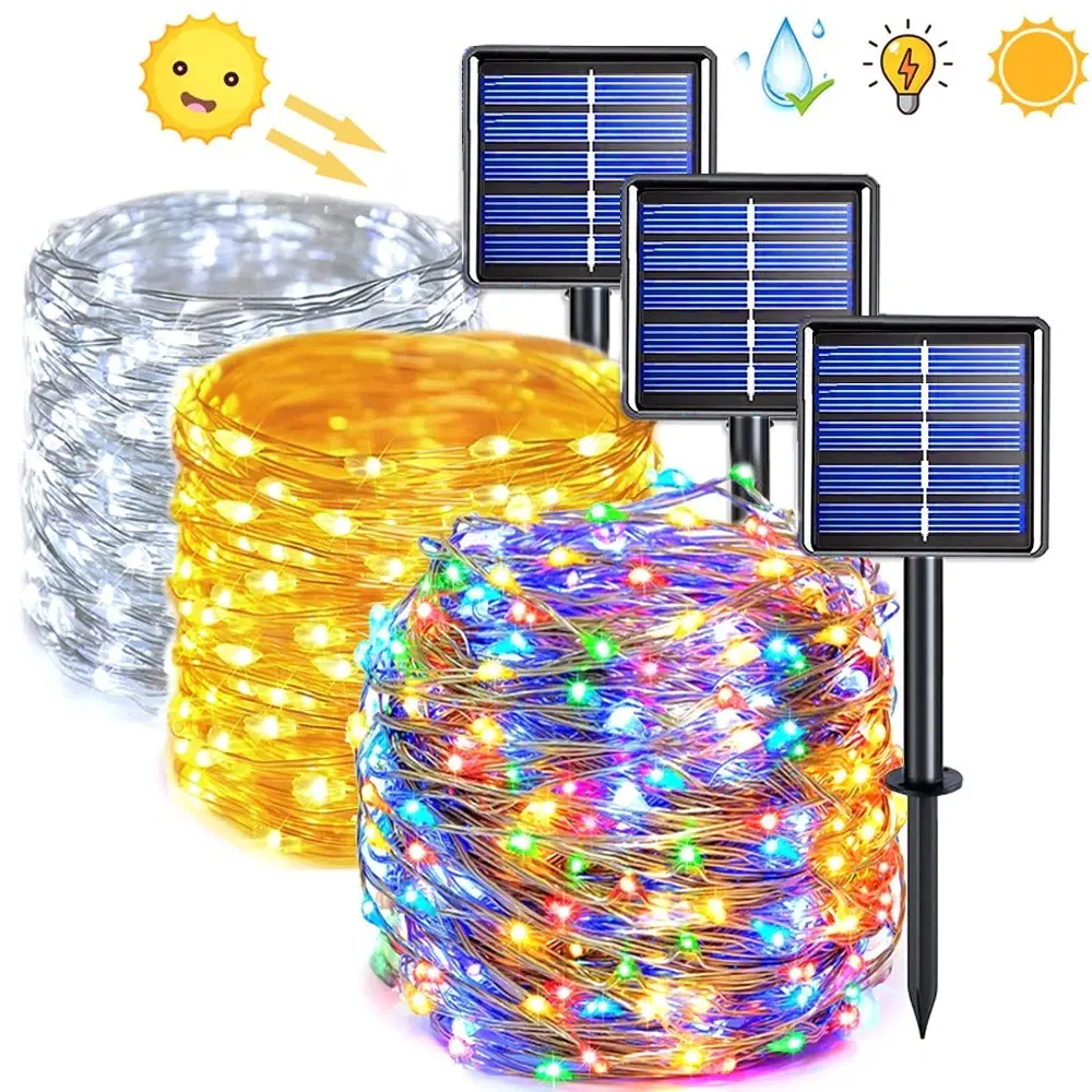 10M/20M LED luzes de corda solares ao ar livre à prova d'água luzes de Natal-Decoração de luzes para festas e encontros - 1