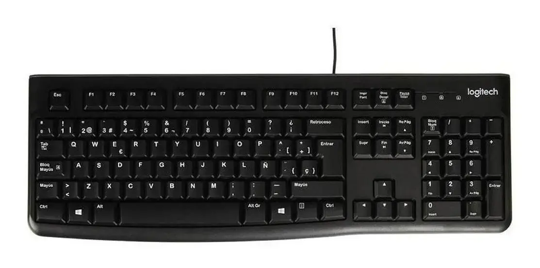 Teclado Logitech QWERTY Membrana espanhol espanha cor preto