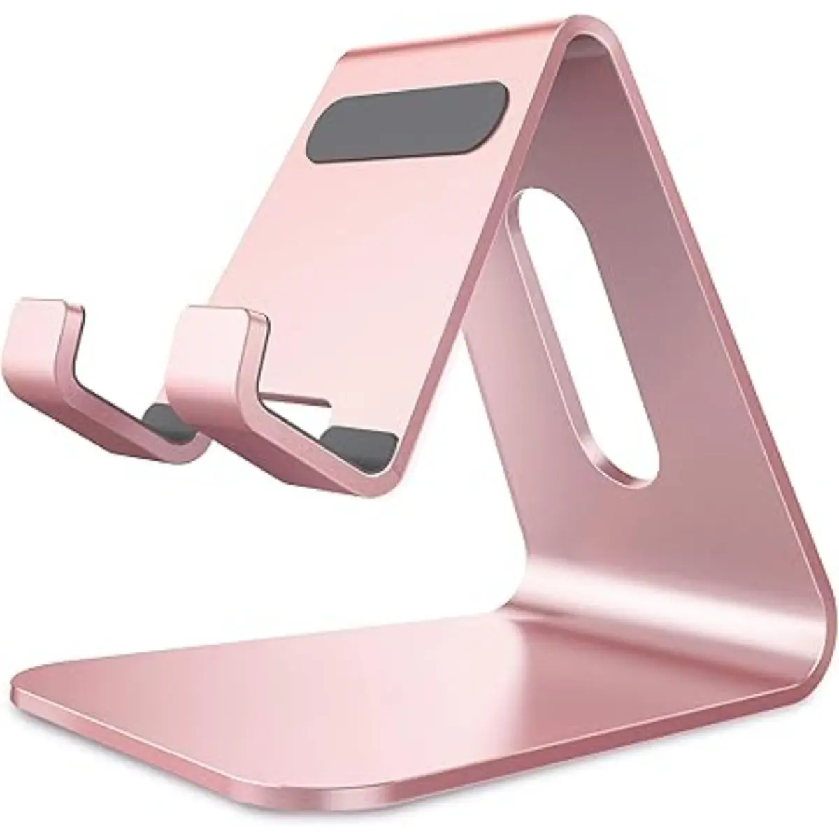 Suporte de Mesa para Celular em Alumínio, Rosa, Ajustável, Antiderrapante, Base Estável para Estudo, Trabalho e Vídeos