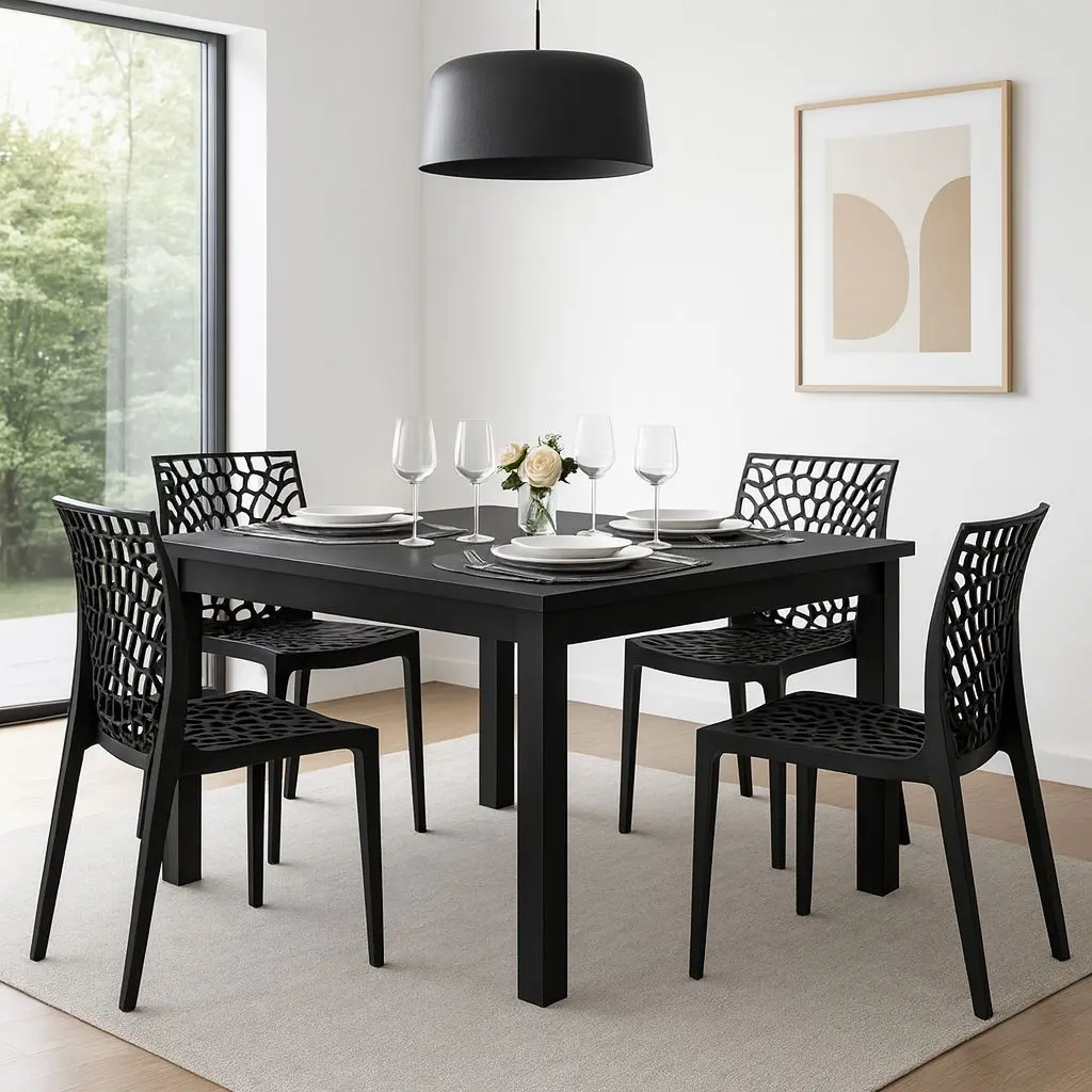 QUEIMA DE ESTOQUE - Mesa de Jantar Quadrada Industrial – Design de Madeira p/ 4 Lugares