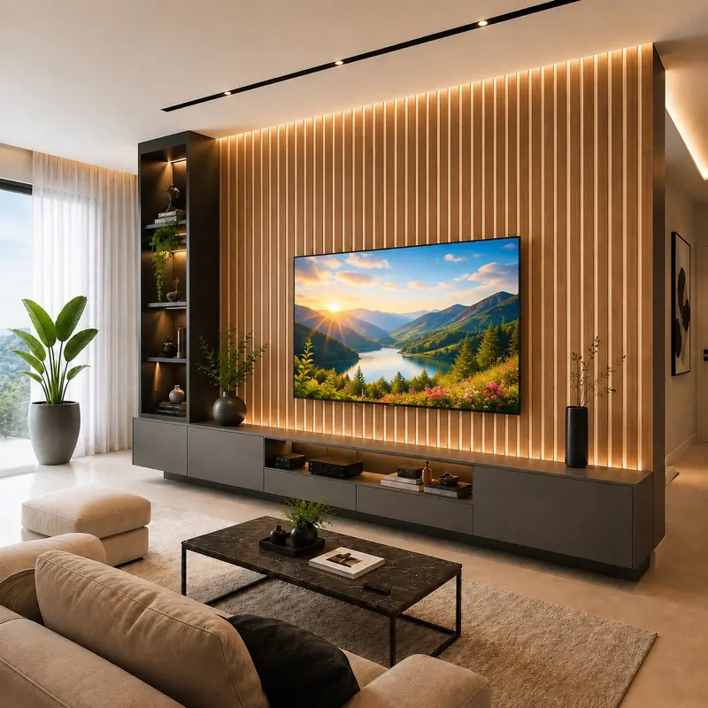 Kit 10 Até 100 Placas Ripadas Revestimento Painel Decorativo Sala de Tv Quarto Escritório MDF PREMIUM 45cmx10cm - 1