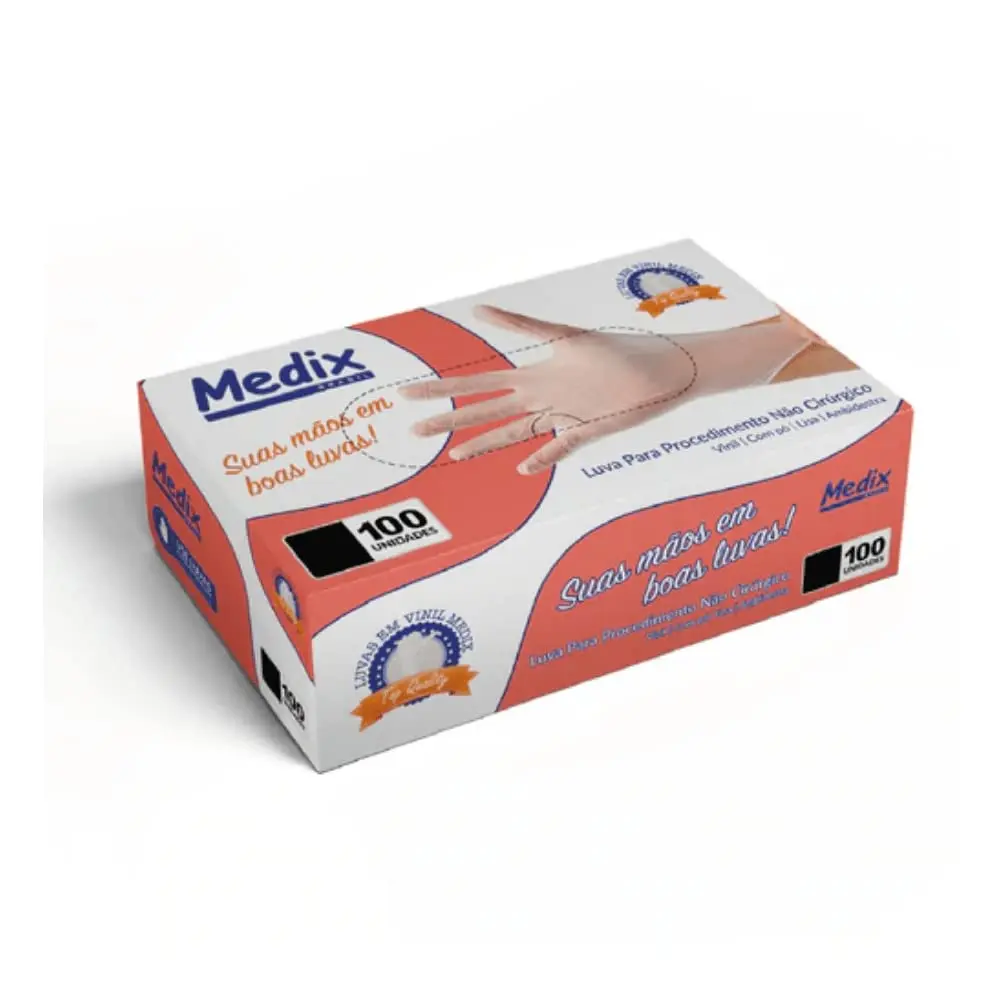 Luva Luva Vinil sem Pó Medixadulto-unissex
