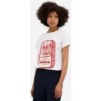 camiseta feminina de algodão sardinhas texturizada off white - 1
